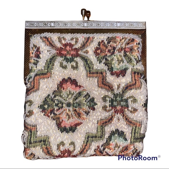 Vintage Safram Beaded Tapestry Bag Purse Clutch - Picture 1 of 6